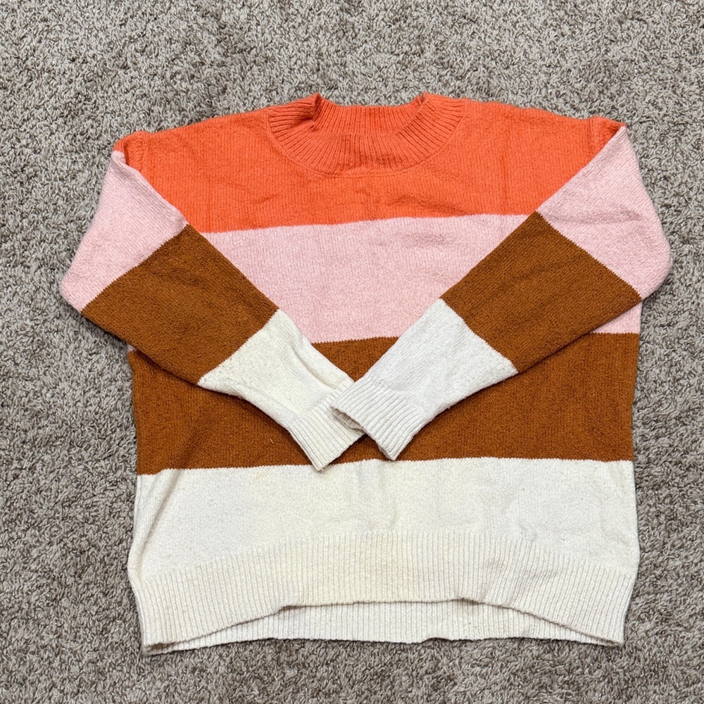 Old Navy Women's Striped Sweater - Orange, Pink, Brown, Cream